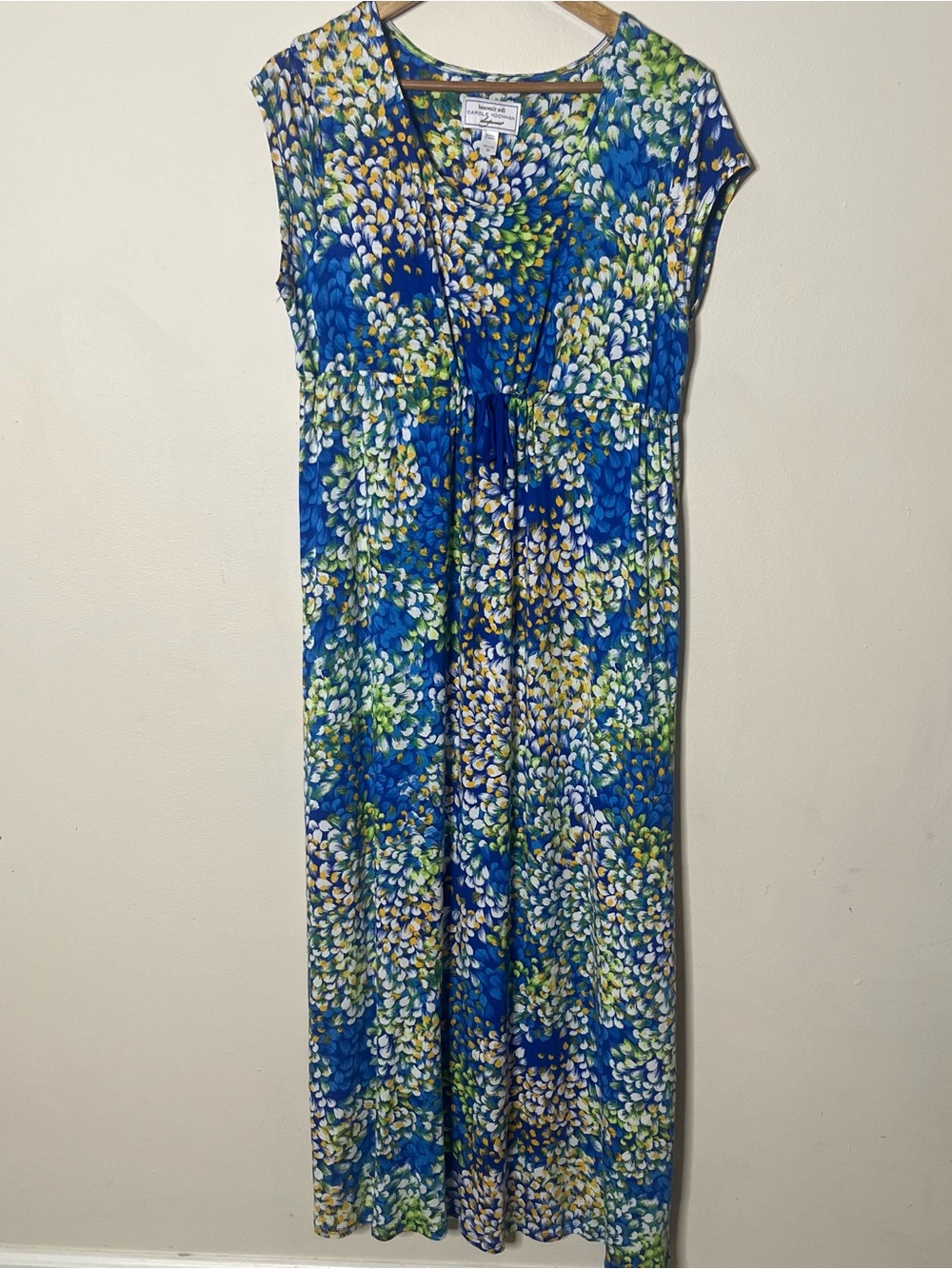 Carole Hochman Heavenly Soft Blue Floral Empire Drawstring Waist Sleep Dress M - Picture 3 of 8